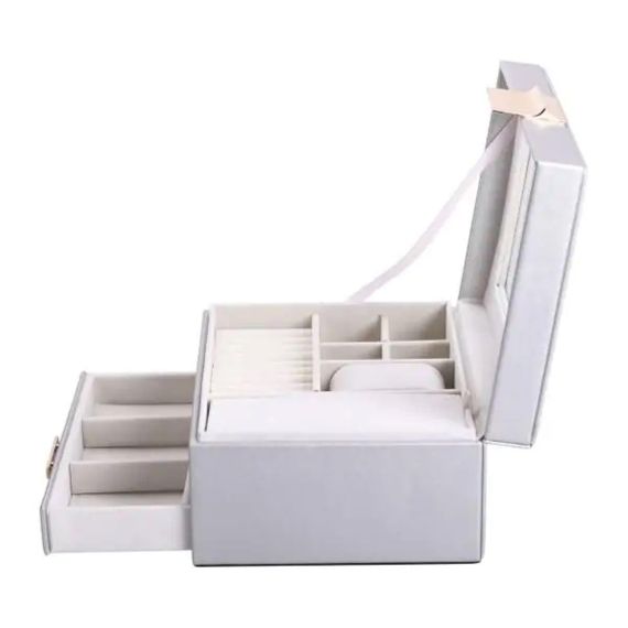 Скринька для прикрас з еко шкіри 2 яруси органайзер для ювелірних виробів HP-5-36G | Зображення 3