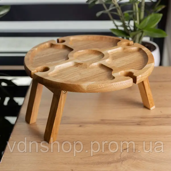 Винный круглый столик из дерева 35х35х18 см на ножках BWR35018S | Зображення 4