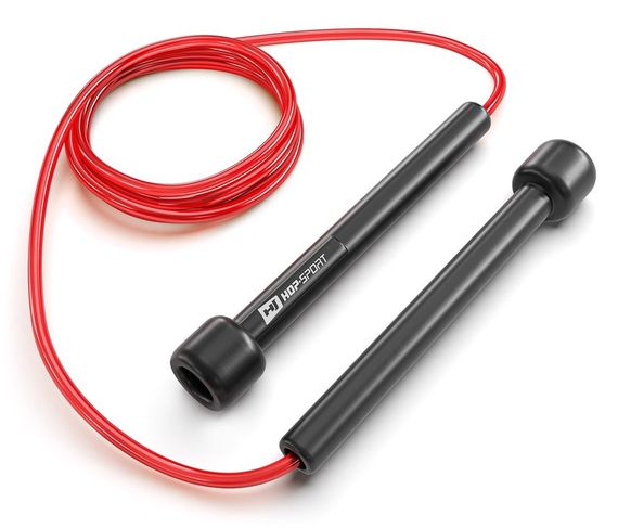 Скакалка Hop-Sport Crossfit NEW з пластиковими ручками HS-P025JR червона | Зображення 1