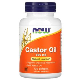 Касторовое масло, Castor Oil, NOW Foods, 650 мг, 120 гелевых капсул