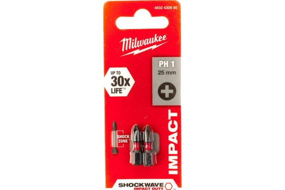 Біта SHOCKWAVE (2 шт.; PH1; 25 мм) Milwaukee 4932430850