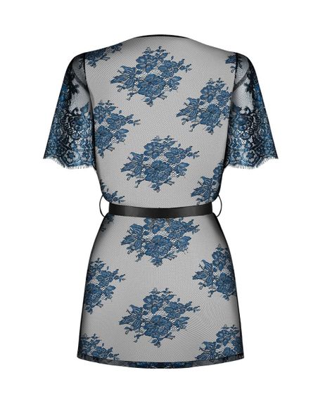 Пеньюар Obsessive Yassmyne peignoir Сине-черный S/M | Зображення 4