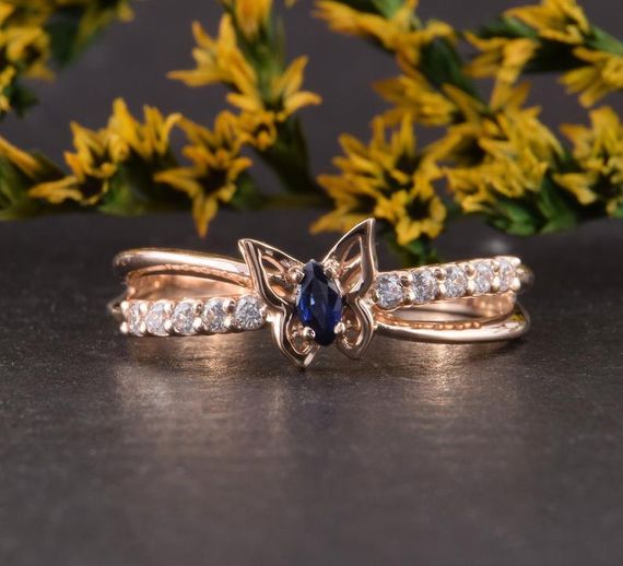 Золотое кольцо бабочка с фианитами 16 | Зображення 3