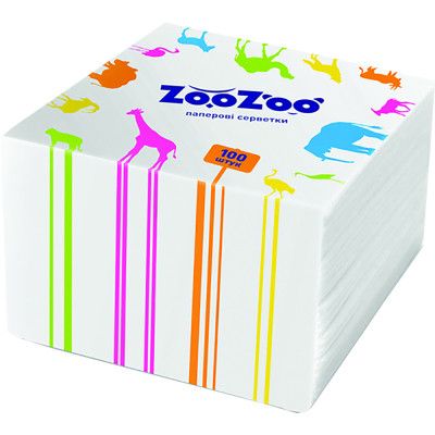 Салфетки столовые ZooZoo однослойные белые 24x23 см 100 шт. (4823019009293) - Топ Продаж!
