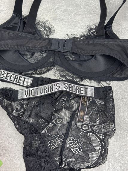 Комплект Victoria's Secret Кружева без пушапа чорний kk065 | Зображення 4