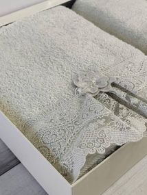 Полотенца Pupilla Romantik gri Пенье набор 2шт