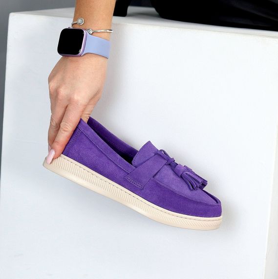 Яркие фиолетовые замшевые лоферы натуральная замша цвет в ассортименте | Зображення 4