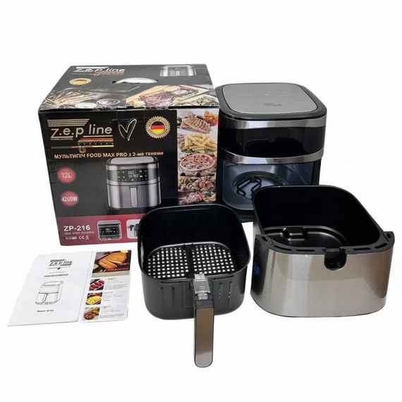Кухонна аерофритюрниця Zepline ZP-216 на 8,8 л, 4200 Вт, мультипіч з великою чашею, фритюрниця без олії | Зображення 4