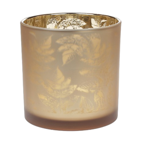 Свічник скляний з малюнком Листя коричневий БОНА ДИ