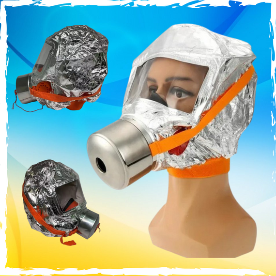 Маска протигаз із алюмінієвої фольги. Маска. Панорамний протигаз Fire mask, захист голови від радіації