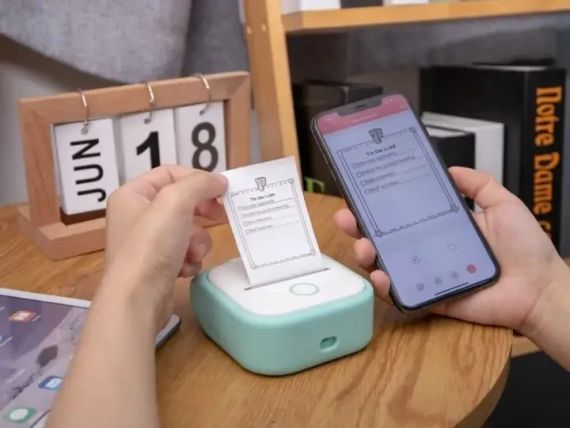 Термопринтер Phomemo T02 WHITE GREEN для печати этикеток наклеек | Зображення 3