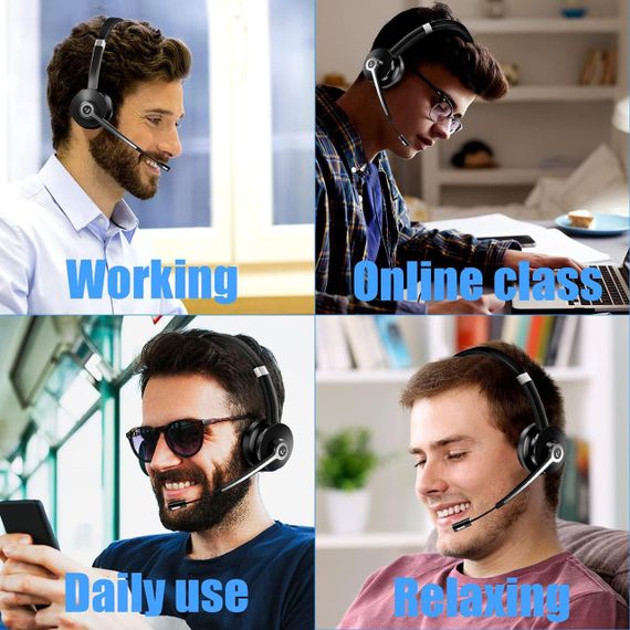 Гарнітура Bluetooth YUWAKAYI з мікрофоном із функцією шумозаглушення, V5.0, вимкнення мікрофона, бездротові | Зображення 2