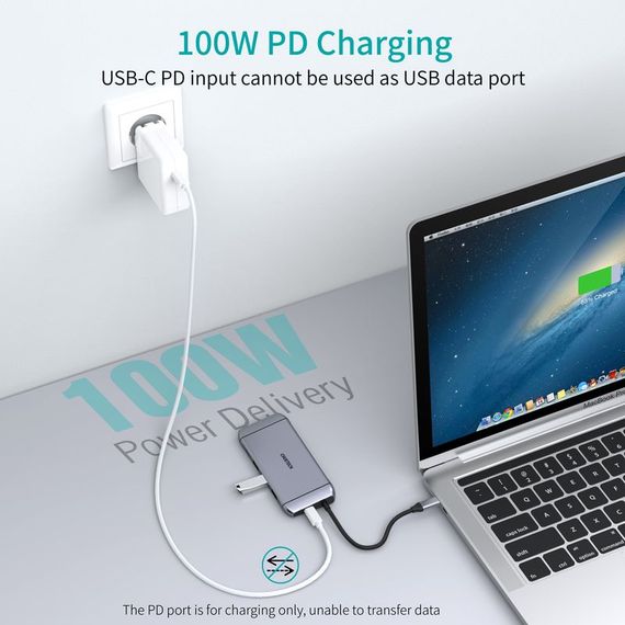 Адаптер Choetech HUB-M15-GY, USB Type-C 9-в-1 | Зображення 4