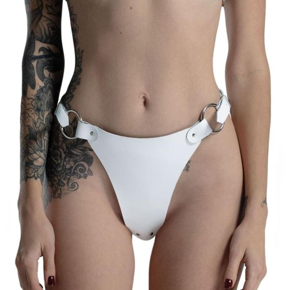 Трусики из натуральной кожи Feral Feelings - String Bikini White | Зображення 1