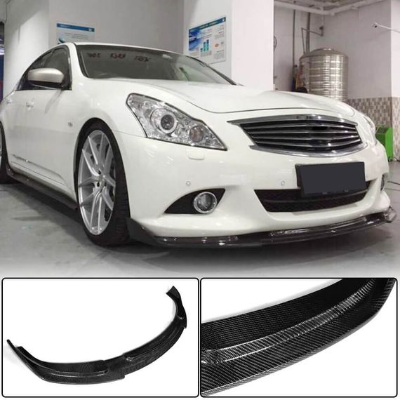 Накладка на передний бампер Lip (для G37 SD 2009-2013, Карбон) для Infiniti G25/G35/37 (V36/CV36)