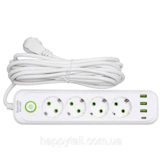 Мережевий фільтр-подовжувач 5 розеток 3xUSB-A 1xUSB-C 5м білий HP-5-39 | Зображення 1
