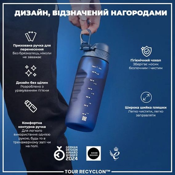 Пляшка для води ION8 750 мл (ЕКО пляшка) BPA Free Navy (I8RF750NAV) | Зображення 3