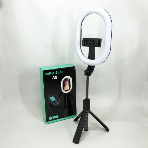 Монопод-штатив для селфі з кільцевою LED лампою Selfie Stick A8 телескопічний з пультом та Bluetooth | Зображення 8