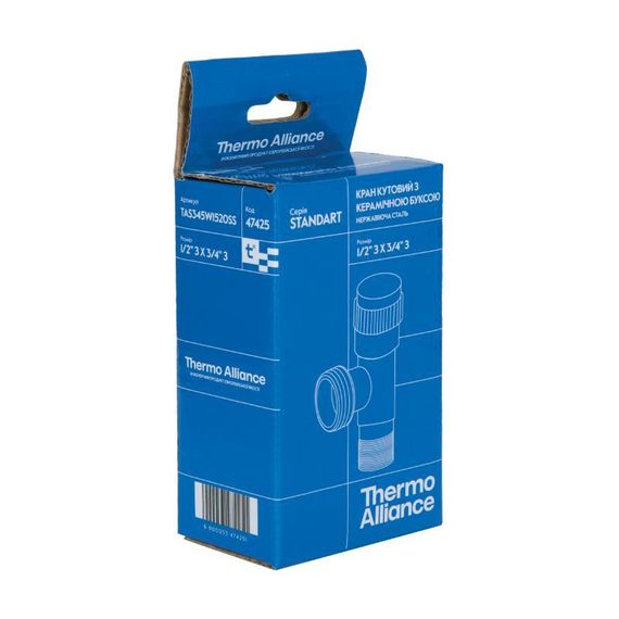 Кран кутовий Thermo Alliance Standart 1/2" Нх3/4"Н неірж., з керам. буксий TAS345W1520SS | Зображення 7