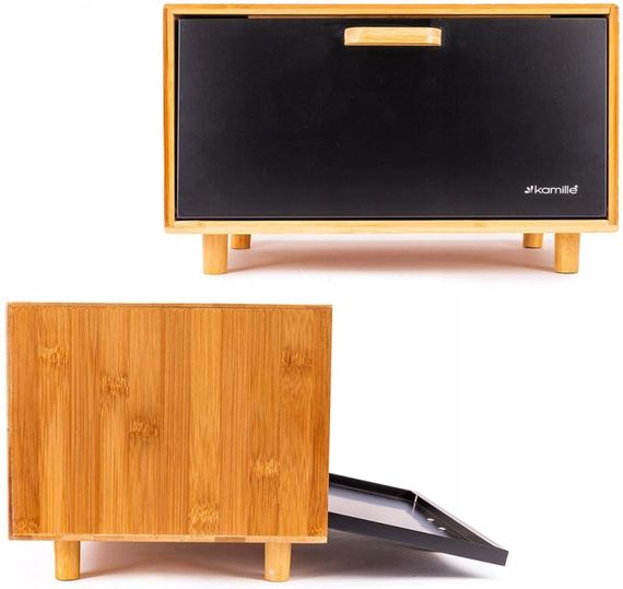 Хлібниця Kamille Black&Wood бамбукова 36х26х23см зі сталевою кришкою | Зображення 4