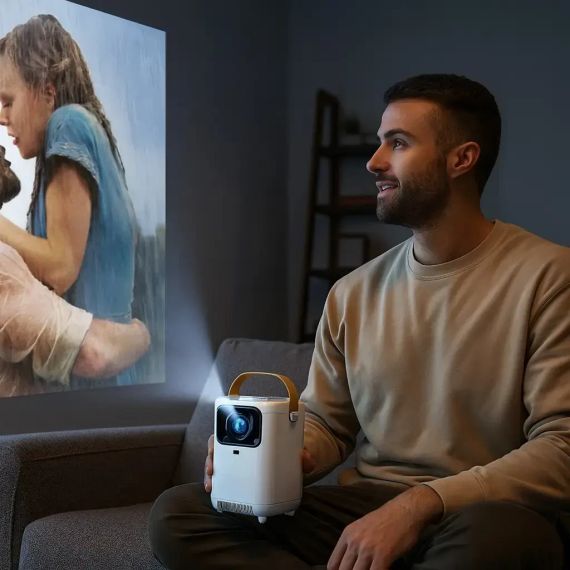 Портативний проектор + пульт, 4K HD, Android 11.0, Wi-Fi 6.0, Bluetooth, E350 / Мультимедійний проектор домашній | Зображення 2