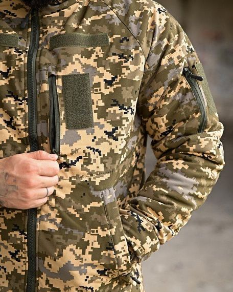 Тактическая куртка софтшелл пиксель демисезонная военная куртка на подкладке омнихит утепленная для ВСУ | Зображення 3