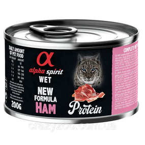 Вологий корм для котів Alpha Spirit Ham for Adult Cat зі свининою 200 г as311193