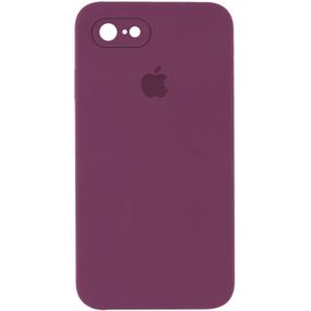 Чехол Silicone Case Square Full Camera Protective (AA) для Apple iPhone 7 / 8 / SE (2020) (4.7") Бордовый / Maroon