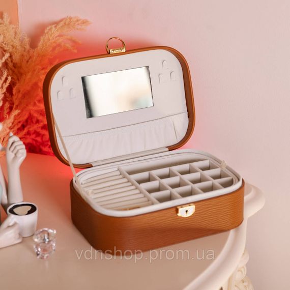Шкатулка для украшений из эко кожи 2 яруса с замком органайзер для ювелирных изделий HP-5-1BR | Зображення 6