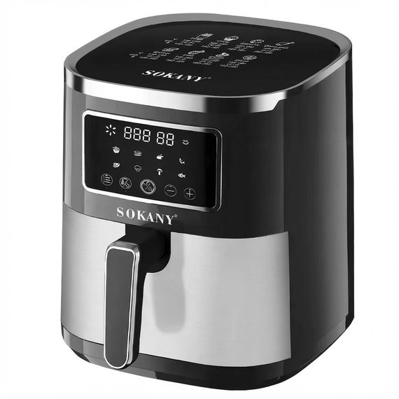 Аэрофритюрница Sokany SK 10052 1700W Аэрогриль безмасляная мультипечь для приготовления без масла 7 л с сенсорным управлением | Зображення 1