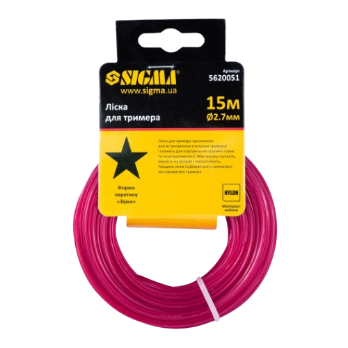 Ліска для тримера d2,7мм 15м зріз/зірка SIGMA | Зображення 1