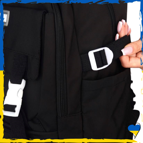 Рюкзак з плащівки чорний, рюкзак жіночий, чоловічий. Рюкзак вмісткий | Зображення 2