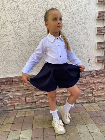 Дитяча шкільна спідниця-шорти на дівчинку колір темно-синій розмір 122, SBR130 | Зображення 5