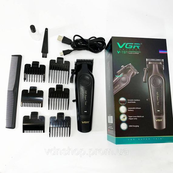 Машинка для стрижки акумуляторна VGR, Професійна машинка для стрижки волосся з насадками TW-72 | Зображення 2