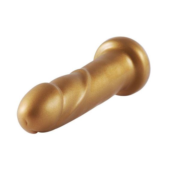 Золотий фалоімітатор Hismith 6.8″ Golden Silicone Dildo, система KlicLok sexstyle | Зображення 4
