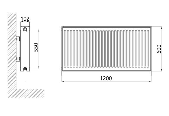 Радіатор сталевий Thermo Alliance IMAS 22 тип 600x1200 мм бічне підключення (TAI226001200K) | Зображення 1