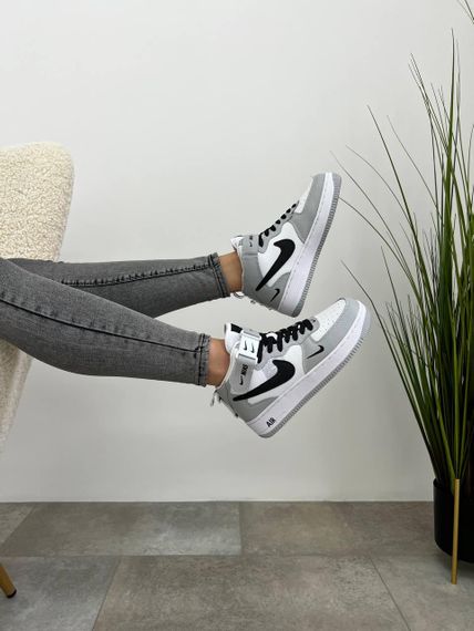 Женские кроссовки N-ike Air Force Mid Utility White Gray | Зображення 4