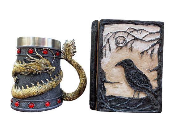 Подарунковий набір Кухоль 3D Танард Gold Rose та Блокнот 3D «Тінь Ворона»