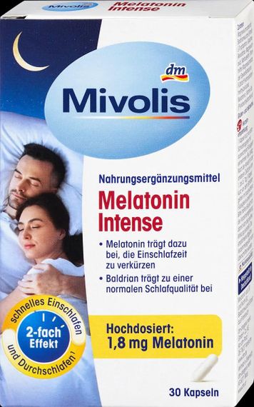 Мелатонін Mivolis Intense — комплекс для сну, нервів та релаксації, 30 шт., Німеччина
