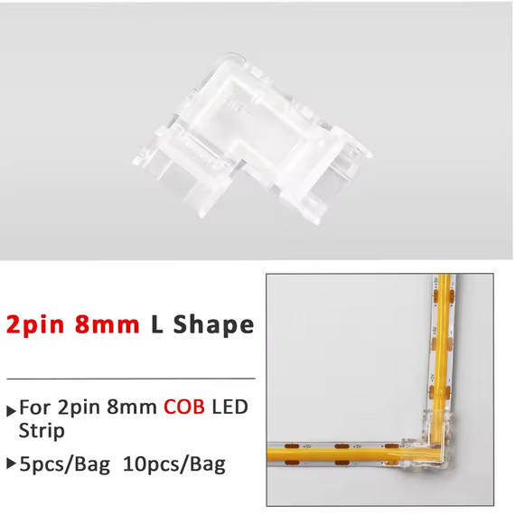 Конектор для LED стрічки COB 8 mm 2 pin без паяння 5 шт. | Зображення 1