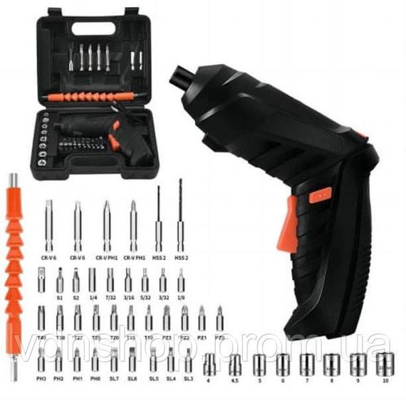 Шуруповерт аккумуляторный с насадками 47 предметов в кейсе отвертка аккумуляторная в чемодане CN-98 | Зображення 3