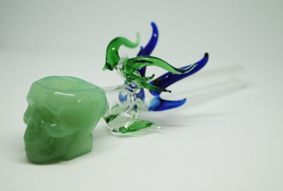 Стеклянная трубка Dragon Skull Зеленый | Зображення 3