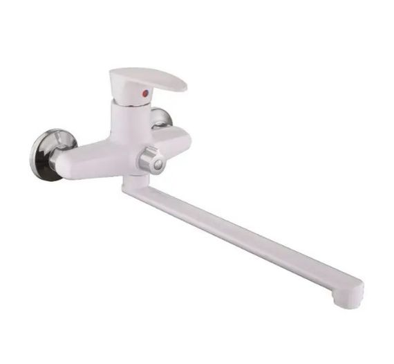 Змішувач для ванни Plamix Cezar-006 EURO SET White (з шлангом, лійкою та кронштейном) (PM0666)