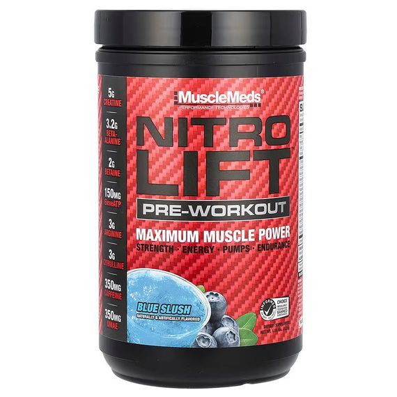 Передтренувальний комплекс MuscleMeds Nitro Lift Pre-Workout 522 г, Blue Slush