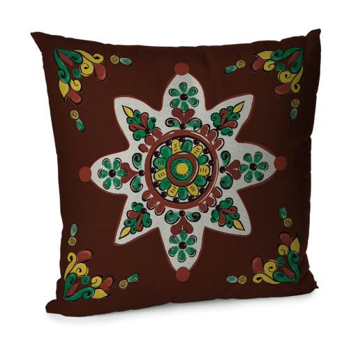 Подушка диванная с бархата Квіткова зірка 45x45 см (45BP_TR004)