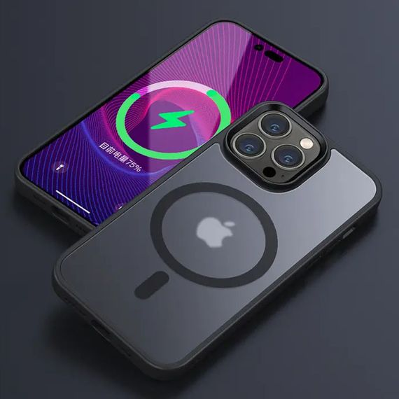 TPU+PC чохол Metal Buttons with MagSafe Colorful для Apple iPhone 14 Pro (6.1") TPU+PC, Чорний | Зображення 5