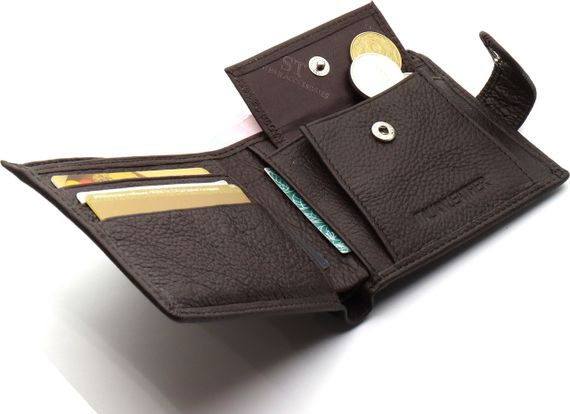 Шкіряне чоловіче портмоне на кнопці ST Leather ST104 Коричневе | Зображення 6