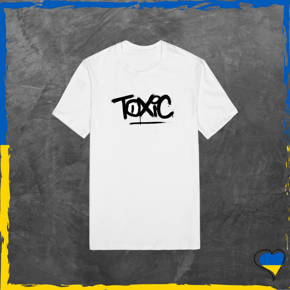 Футболка унісекс з цікавим принтом Токсік футболка з бавовни базова Білий, XS/S