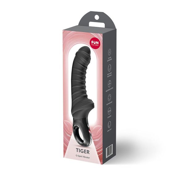 Вібратор для точки G Fun Factory TIGER Black, ребристий, підходить для анальної стимуляції | Зображення 4