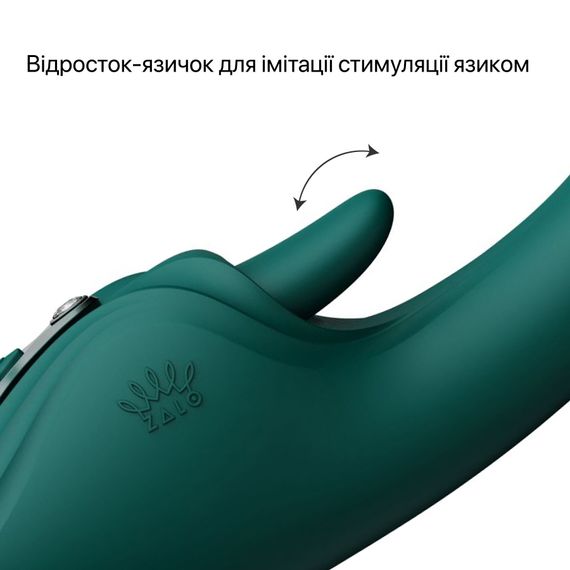 Смарт-вібратор Zalo Ares Turquoise Green, підігрів, 3 мотори, язичок для клітора, стимуляція точки G | Зображення 5